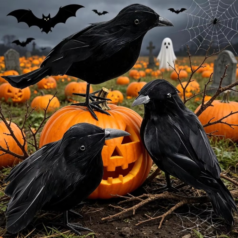 1PC Black Crow Halloween Decor - Prop For Cosplay 评论和价格
