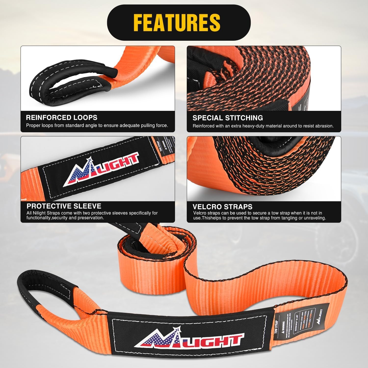 Nilight Offroad Recovery Kit 3 - D Ring Strap 评论和价格